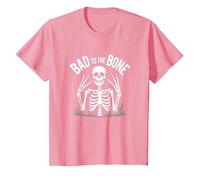 Scheletro Men Bad to The Bone Rock Skull Graphic Maglietta, Bambini, Rosa, 6 Anni