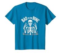 Scheletro Men Bad to The Bone Rock Skull Graphic Maglietta, Bambini, Zaffiro, 3 Anni