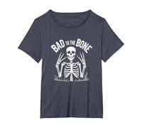Scheletro Men Bad to The Bone Rock Skull Graphic Maglietta, Donna Plus-Size, Pervinca, 5X
