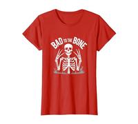 Scheletro Men Bad to The Bone Rock Skull Graphic Maglietta, Donna, Rosso, XL