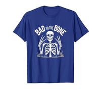Scheletro Men Bad to The Bone Rock Skull Graphic Maglietta, Uomo, Blu Reale, 3XL