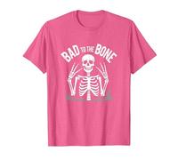 Scheletro Men Bad to The Bone Rock Skull Graphic Maglietta, Uomo, Rosa mélange, M