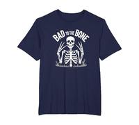 Scheletro Men Bad to The Bone Rock Skull Graphic Maglietta, Uomo Taglie Grandi, Navy, 3X Tall