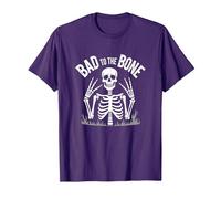 Scheletro Men Bad to The Bone Rock Skull Graphic Maglietta, Uomo, Viola, 3XL