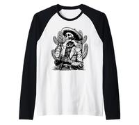 Scheletro Messicano Sombrero Tequila Giorno dei Morti Maglia con Maniche Raglan