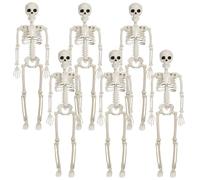 Scheletro mobile per Halloween, 40 cm, set di 6 scheletri in plastica con articolazioni posablabili, per decorazione all'aperto, casa spaventosa e cimitero, decorazione di Halloween, giardino