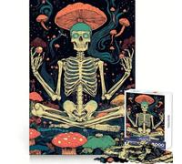 Scheletro nella foresta di funghi, puzzle da 1000 pezzi per adulti, gioco per esercitare la mente, svago leggero, design da assemblare, regalo stagionale 50x75cm
