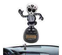 Scheletro per cruscotto auto,Teschio del cruscotto 'automobile , figure di scheletro di Halloween a energia solare, figure di Bobble con testa tremantante di Halloween