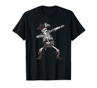 Scheletro pirata Dabbing Halloween bambini Jolly Roger Pirate Maglietta