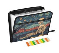 Scheletro Play The Piano Starry Sky Paper File Organizer 13 tasche formato A4 Lettera con chiusura a cerniera per cartelle di file larghe