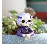 Scheletro Ragazza Viola Resina Decorazione per Giardino Esterno Interno Esposito