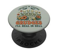 Scheletro rancore floreale retrò scuro umorismo Halloween PopSockets PopGrip Adesivo