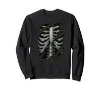 Scheletro Rib Cage Strappato Panno Grafico Mostro Felpa