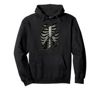 Scheletro Rib Cage Strappato Panno Grafico Mostro Felpa con Cappuccio