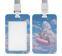 Scheletro rilassante su anello rosa a pois porta badge clip retrattile porta carte di credito protezione nome badge targhetta per lavoro ufficio medico infermiera
