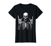 Scheletro Rock Hand Roll Sign Gothic Horror Art Uomini Donne Maglietta con Stampa Grafica Economica