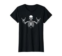 Scheletro Rock Hand Roll Sign Gothic Horror Art Uomini Donne Maglietta con Stampa Grafica Economica