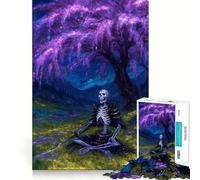 Scheletro Samurai sotto un albero di ciliegio in fiore, puzzle da 1000 pezzi per adolescenti, stimola la memoria, favorisce la calma, crea un'atmosfera rilassante e sorprendente (38x26cm)