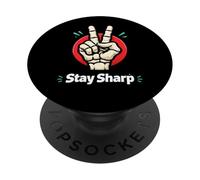 Scheletro segno della pace Stay Sharp grafica PopSockets PopGrip Adesivo