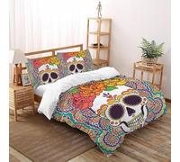 scheletro Set Di Biancheria Da Letto artee Copripiumino 2 Pezzi Comfort in Microfibra Per Coppia Adulti Doppia 1 Federa Double（200x200cm）