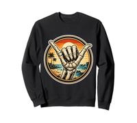 Scheletro Shaka Gesto della Mano Vintage Surfing Surfer Surf Fan Felpa