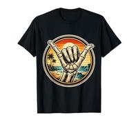 Scheletro Shaka Gesto della Mano Vintage Surfing Surfer Surf Fan Maglietta