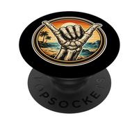 Scheletro Shaka gesto della mano Vintage Surfing Surfer Surf Fan PopSockets PopGrip Adesivo