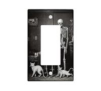 Scheletro singolo Rocker Light Switch Cover, Gothic Vintage Cat Top Hat Halloween plastica nera dimensioni standard accenti interruttori da parete piastre per la casa soggiorno nuovo appartamento
