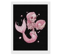 Scheletro Sirene Kit per pittura a mosaico rotondo completo a punto croce, immagini artistiche per la decorazione della parete della casa, 30,5 x 40,6 cm