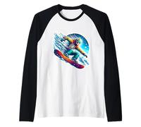Scheletro Snowboard Snowboarder Cool Snowboard Fan Adolescenti Maglia con Maniche Raglan