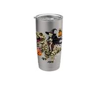 Scheletro strega cavalcando una mummia T-Rex Halloween Dolcetto o scherzetto Bicchiere termico in acciaio inox doppia parete