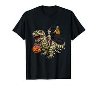 Scheletro Strega cavalcando Una Mummia T-Rex Halloween Dolcetto o Scherzetto Maglietta con Stampa Grafica Economica