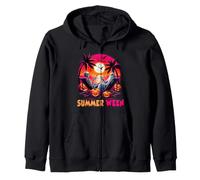 Scheletro Summer-ween Beach Halloween Vibe Sunset Party Felpa con Cappuccio