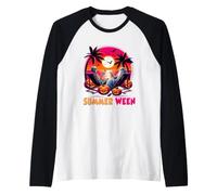 Scheletro Summer-ween Beach Halloween Vibe Sunset Party Maglia con Maniche Raglan