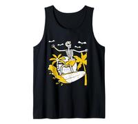 Scheletro Surfing Halloween Hawaii Divertente Hawaiian Bone Surfer Canotta