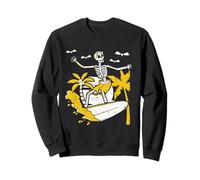 Scheletro Surfing Halloween Hawaii Divertente Hawaiian Bone Surfer Felpa
