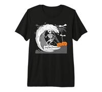 Scheletro Surfing Halloween Hawaii Divertente Hawaiian Bone Surfer Maglietta Premium