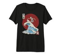 Scheletro Surfing la Grande Onda off Kanagawa Giapponese Maglietta Premium