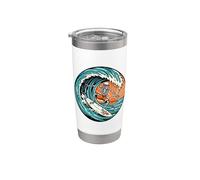 Scheletro Surfing Vintage Surfer Tavola da Surf Retro Onda Tramonto Bicchiere termico in acciaio inox doppia parete