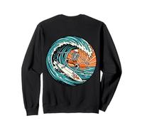 Scheletro Surfing Vintage Surfer Tavola da Surf Retro Onda Tramonto Felpa