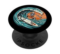 Scheletro Surfing Vintage Surfer Tavola da Surf Retro Onda Tramonto PopSockets PopGrip Adesivo