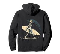 Scheletro Surfista Vintage Cammina sulla Spiaggia Felpa con Cappuccio