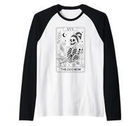 Scheletro Tarocchi Carta Cane Mamma Divertente Amante Animali Astrologia Donne Maglia con Maniche Raglan