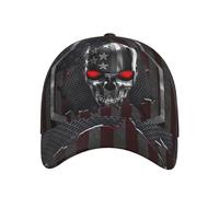 Scheletro Teschio Luce Rossa Bandiera Americana Orrore Gotico Unisex Cappello da Baseball Regolabile Cappellino da Baseballberretto Traspirante Cappellini da Sole per Estivo All'Aperto Trucker