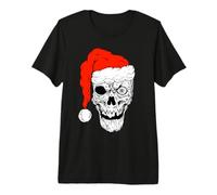 Scheletro Teschio Spaventoso Babbo Natale Rock n Roll Natale Maglietta Premium