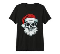 Scheletro Teschio Spaventoso Babbo Natale Rock n Roll Natale Maglietta Premium