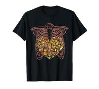 Scheletro Torso Cuore Pancia Cultura Messicana Foodie Amante Maglietta