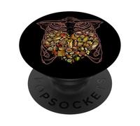 Scheletro Torso Cuore Pancia Cultura Messicana Foodie Amante PopSockets PopGrip Adesivo