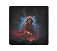 Scheletro umano con mantello rosso, panno autoadesivo magico quadrato per obiettivo fotocamera antigraffio protezione lente borsa per il trucco 35,1 x 35,1 cm, Multicolore, 21.7x21.7in, moderno