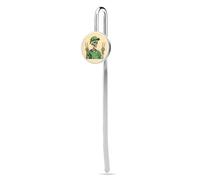 Scheletro verde berretto da baseball segno della pace segna libri in acciaio inox metallo segnalibro segnalibro titolare con vetro cristallo per scuola lettore forniture per ufficio
